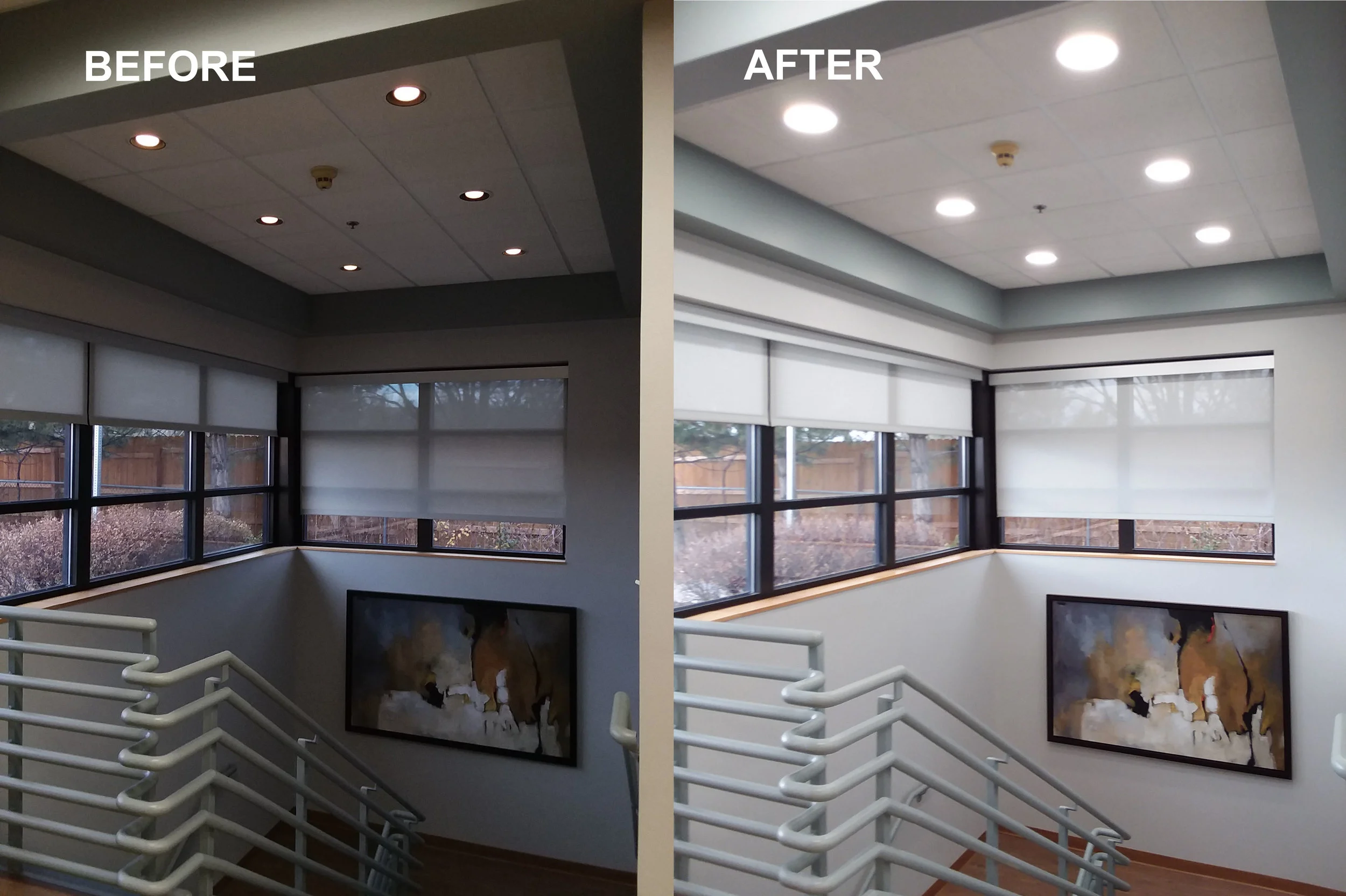 LED downlight application for a stairwell in Denver.