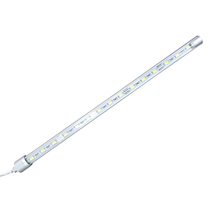 Slim LED light bar with integrated power cable and high-density LED chip layout.