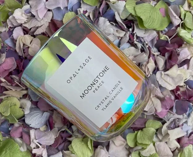 Opal + Sage Moonstone Dream Crystal Candle