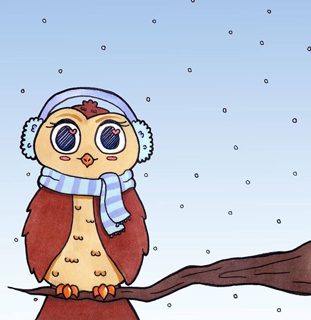 Another page out of my #sketchbook for the @thesketchbookproject ! 
#sketch #sketches #owl #bird #birds #winter #snow #animal #animals #animalart #animalartists #illustration #illustrator #kawaii
#kawaii