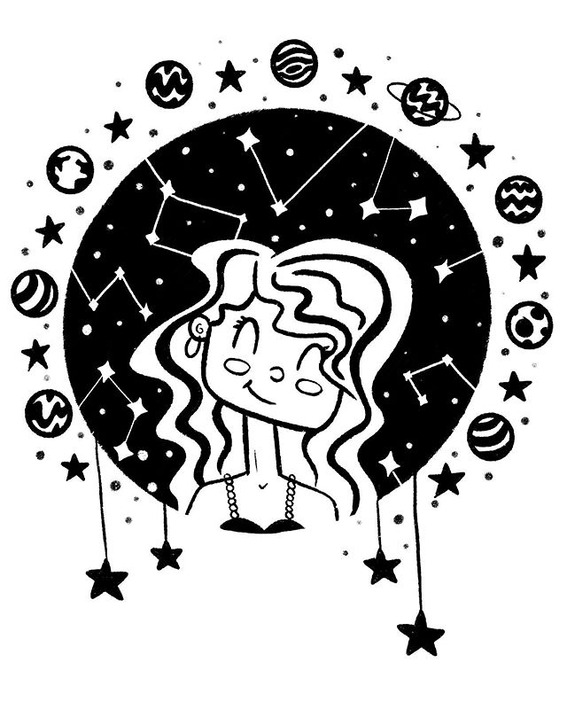 My first #inktober for #inktober2019 ! I&rsquo;m following @danielleboinay #naturegirlinktober prompt list. Today&rsquo;s prompt was #constellation ✨🌟🌎 #nature #naturegirl #space #star #stars #planets #ink #digital #procreate #illustration #inktobe