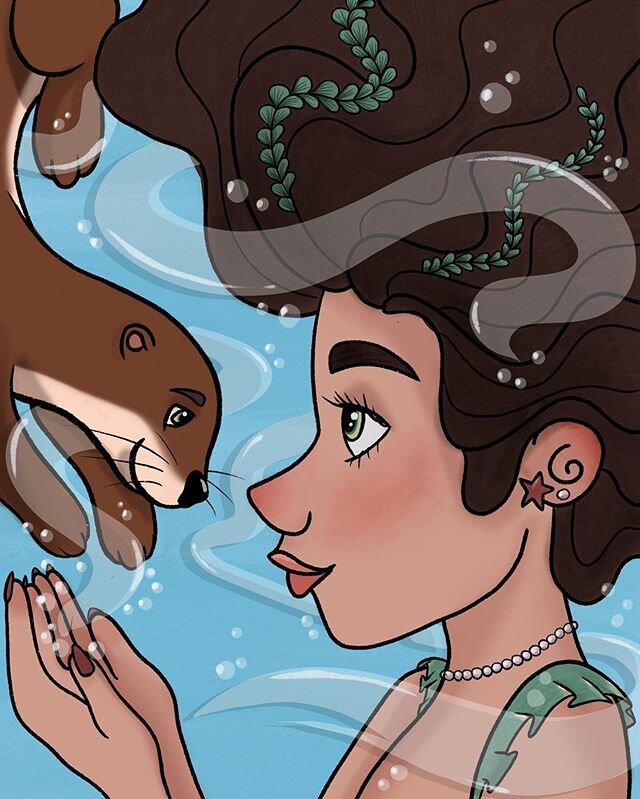 Haven&rsquo;t had as much time as I wanted to do a #Mermay drawing everyday but I&rsquo;ve been working on this one for a few weeks! She is finally done! #mermay2020 #mermaid #otter #otters #procreate #digitalart #illustration #cute #kawaii