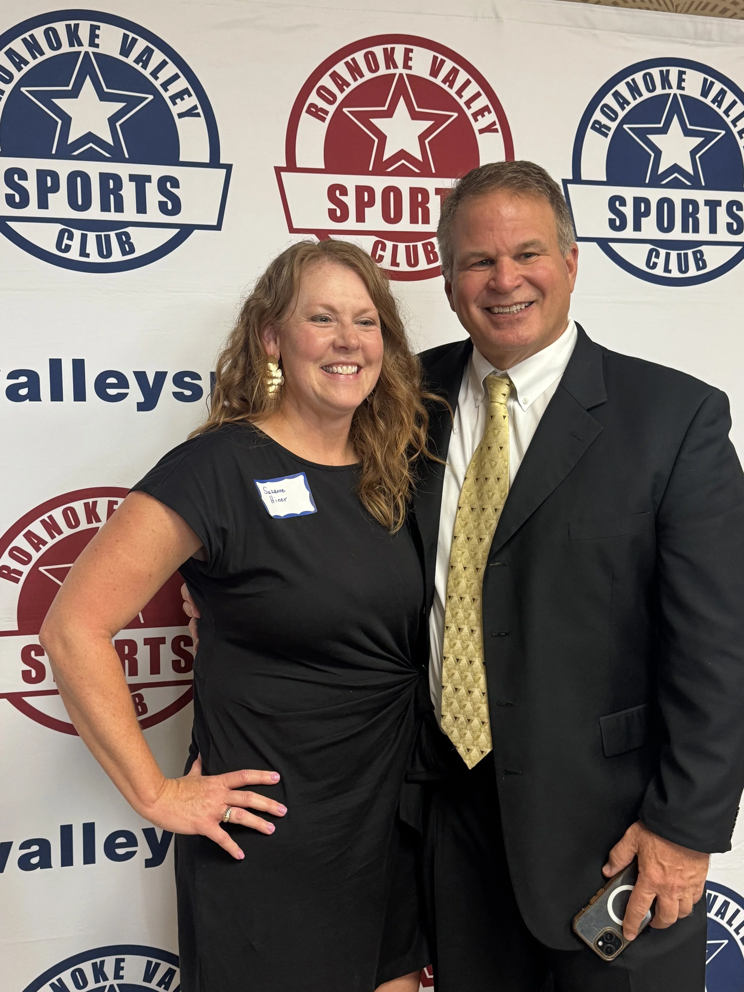  Roanoke College’s Suzanne Hiner with Coach Stinespring. 