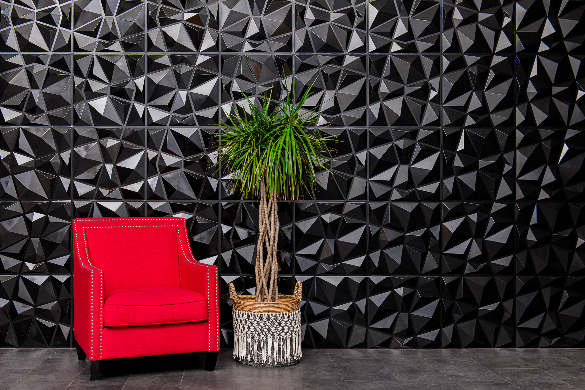 Black 3D wall photo rental studio