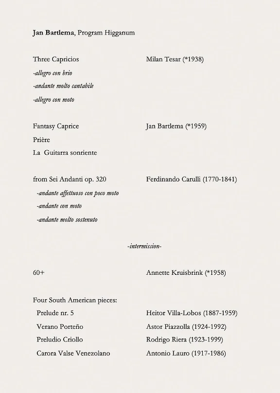 Jan Bartlema program: June 22nd Evening Concert