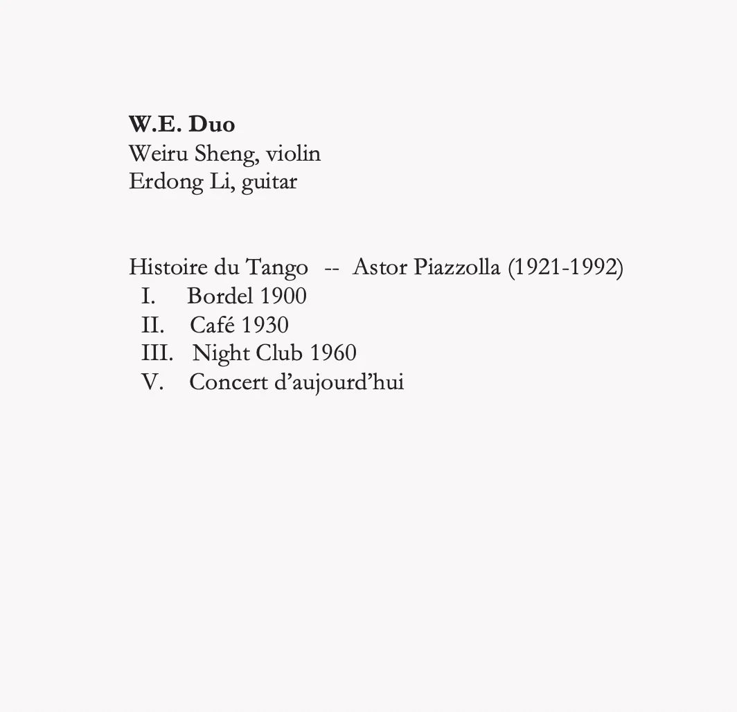 W.E. Duo program: June 22nd Evening Concert