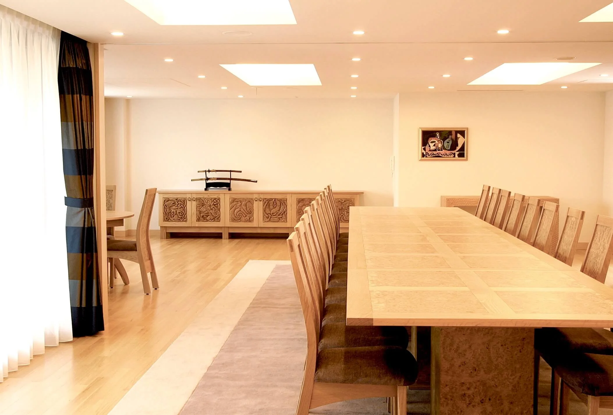 TOKYO TORC SIDEBOARD, BANQUET TABLE AND CHAIRS