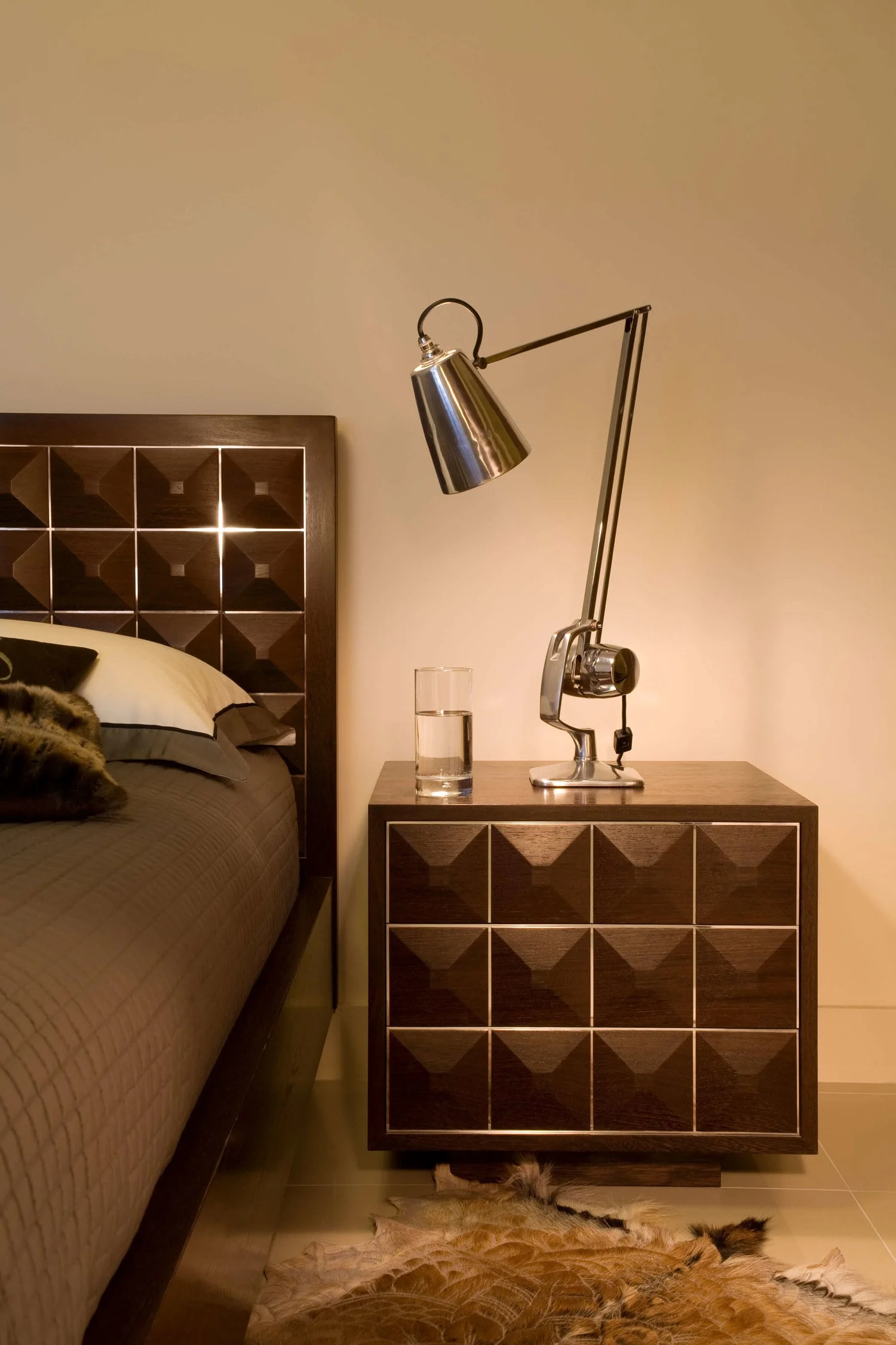 BOND BED AND BEDSIDE CABINET