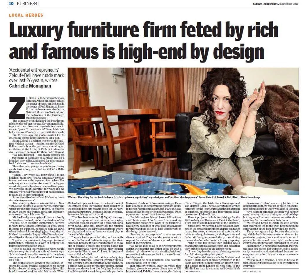 SUNDAY INDEPENDENT: LUXURY FURNITURE FIRM