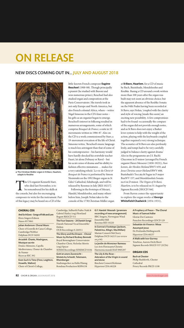 St Bavo Haarlem Preview in Choir and Organ June 2018 