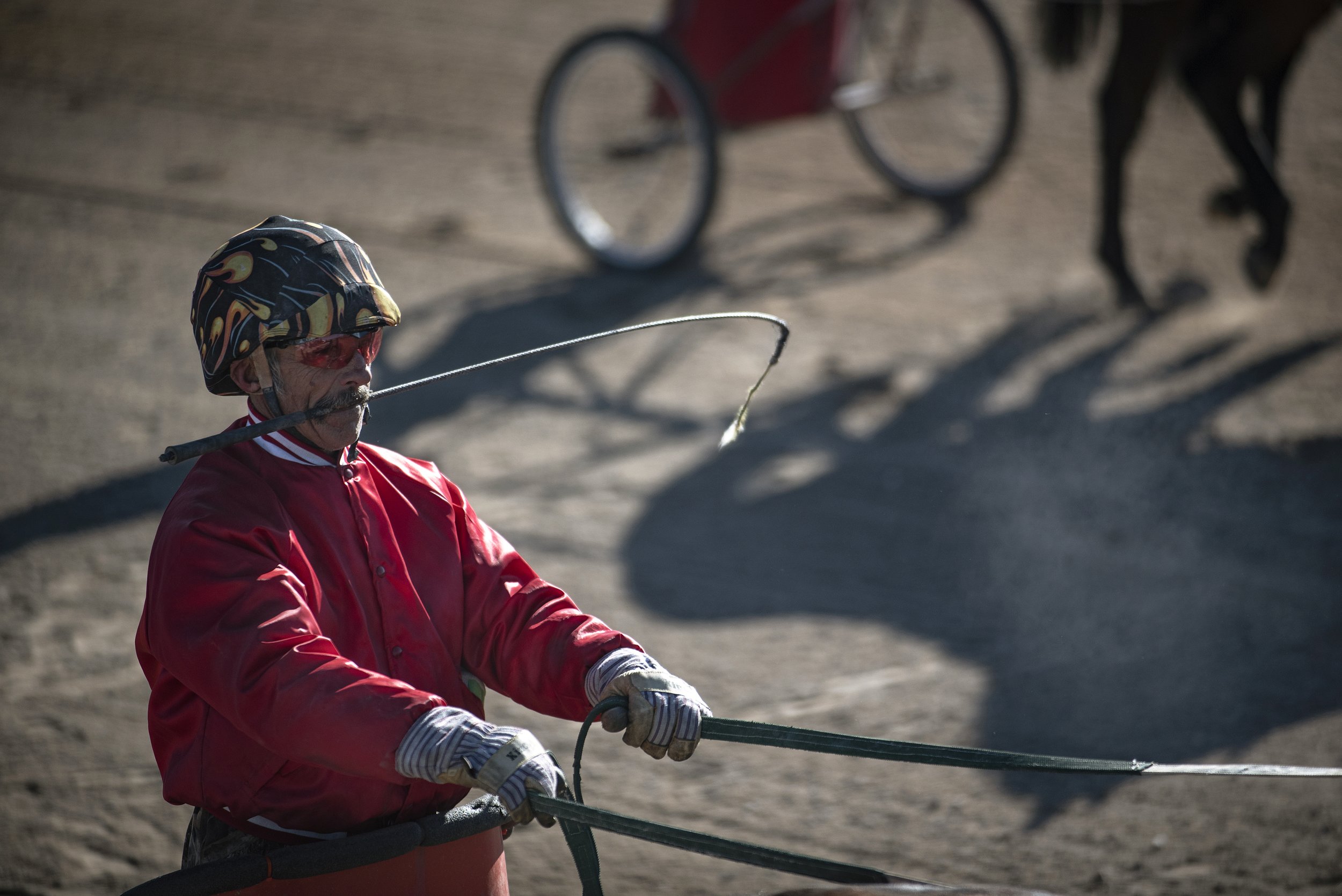  Tom Nelson of Equine Addiction warms up his team before competing in on Nov. 29, 2020 in Afton, Wy. The two-day racing event honored the heritage of cutter and chariot racing while also benefiting families of fallen military service members.  