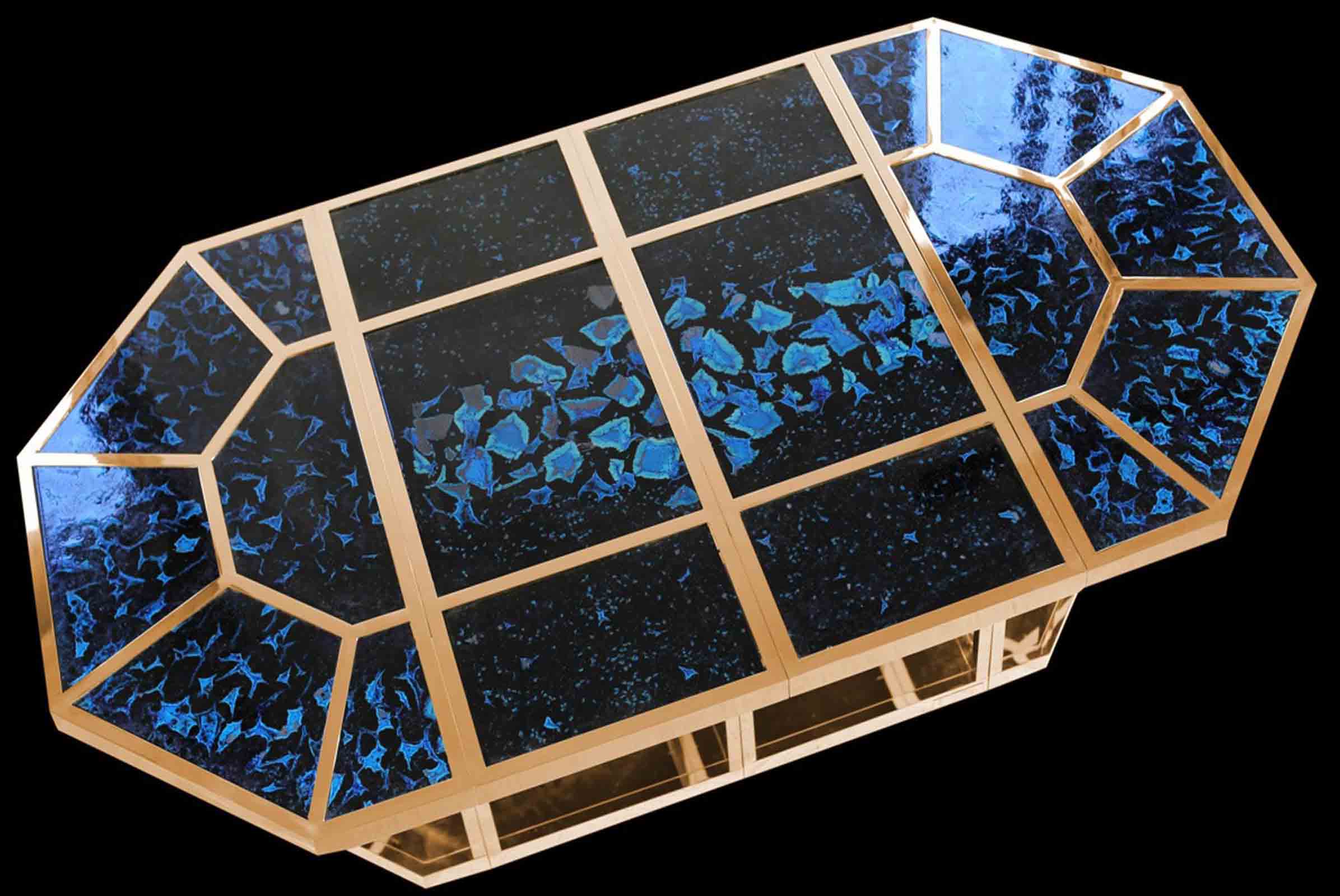 A stunning re-edition of Gabriella Crespi’s ‘Puzzle’ table in bronze and murano glass at Rita Fancsaly Gallery