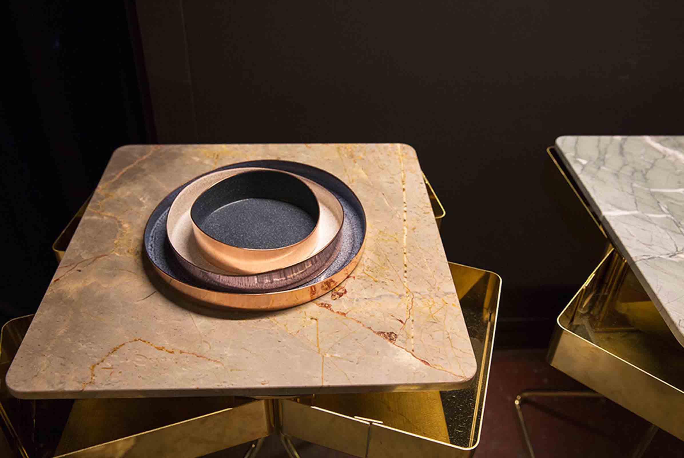 The ‘Ancient Age’ copper series designed by Yun Jin and Jung Mö of Haäm, on display at Spazio Rossana Orlandi
