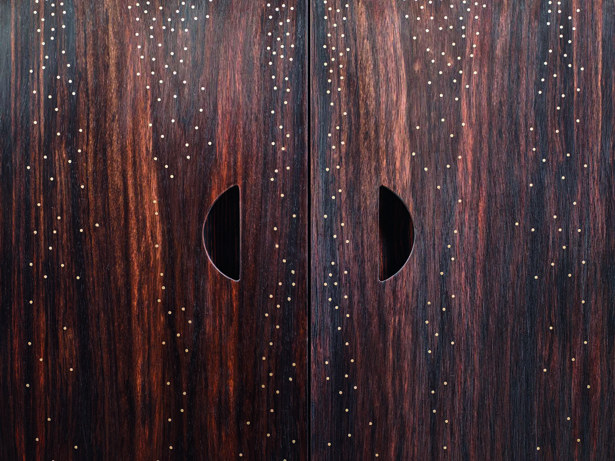 The enchanting ‘Amacord Halley’ cabinet from Promemoria, timber doors are inlaid with bronze work and has to be seen to be believed