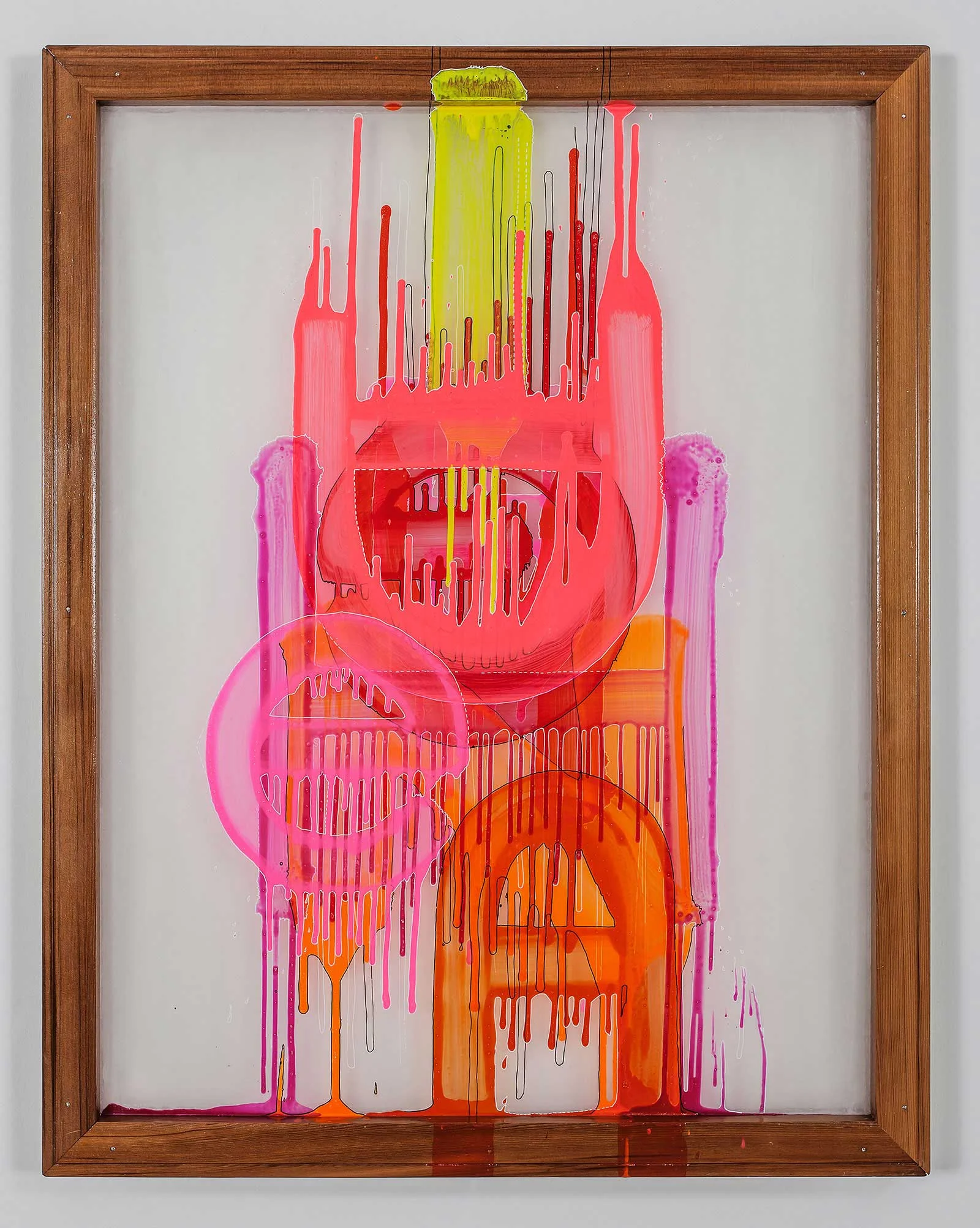 Park Yoon-Kyung aaaeghhin , 2018 Acrylic, painting makers on chiffon, hinges on wooden frame 116.8 x 91 cm