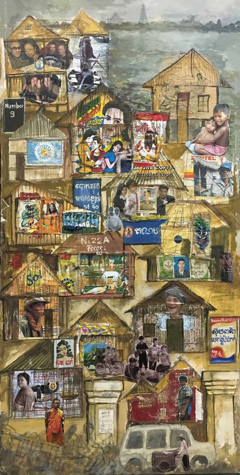 Leang Seckon, Boeng Kok Number 9 , 2007. Mixed media on canvas, 42 x 63cm. Image courtesy of Larry Strange and the artist