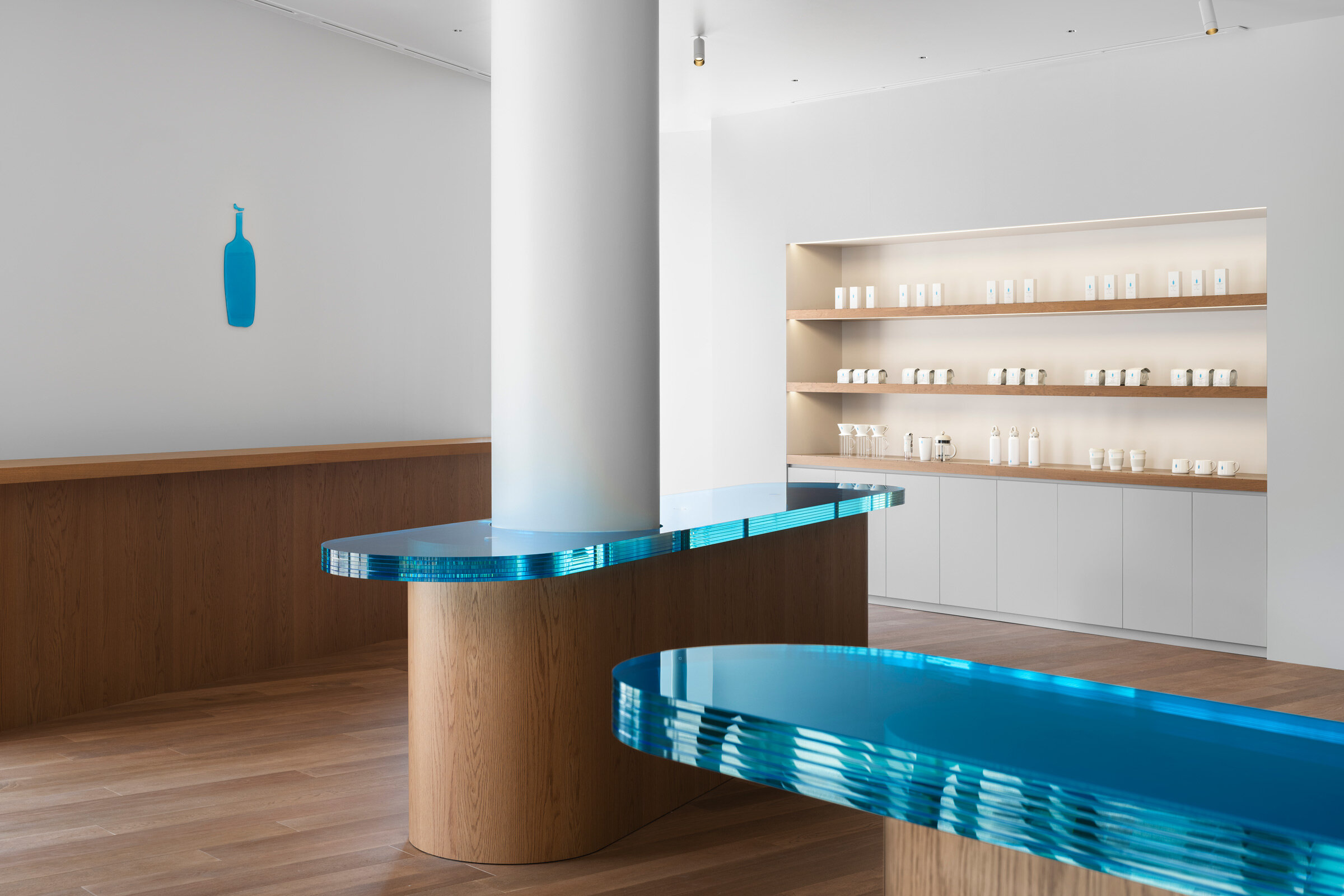 INTERIOR DESIGN - Blue Bottle Coffee Umeda Chayamachi Cafe Osaka Japan  Futuristic modern design — Design Anthology