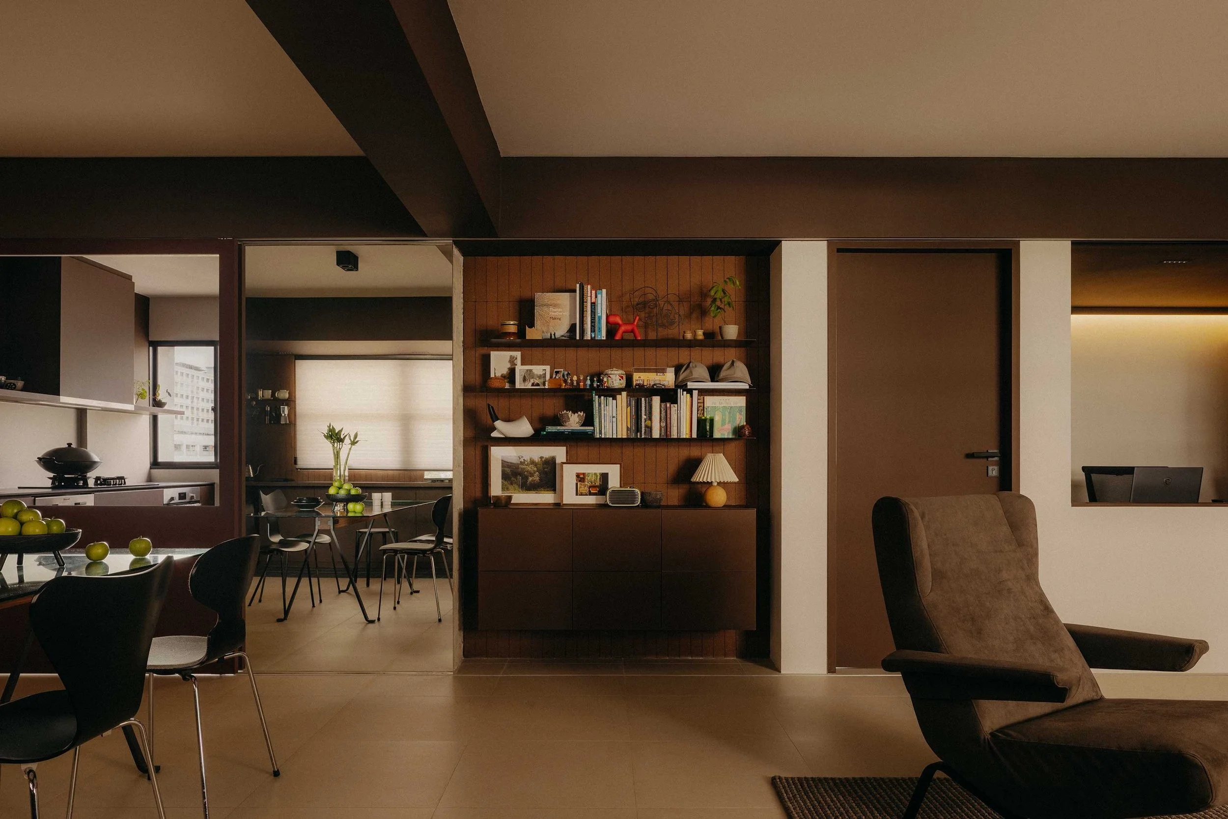 In Singapore, One Sliding Door Reshapes Three Different Rooms