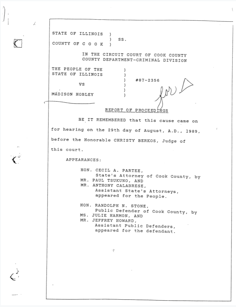 Cook County Circuit Court Transcript