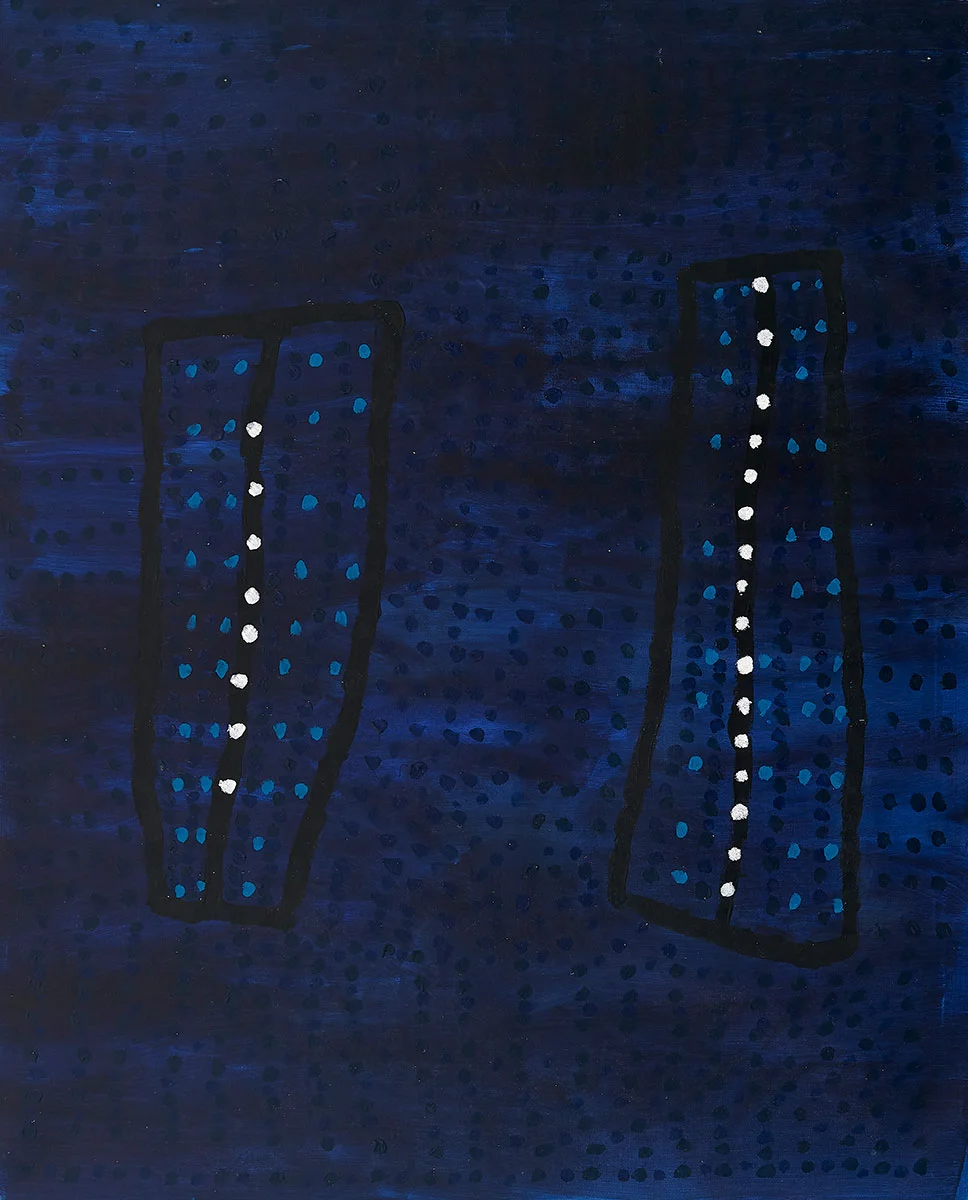 Body Marks , early 2001 Bears Karen Brown Gallery catalogue number KB 4541 on the reverse Synthetic polymer paint on canvas 150 x 120cm Provenance: Painted in Darwin in early 2001 Karen Brown Gallery, Darwin Private collection