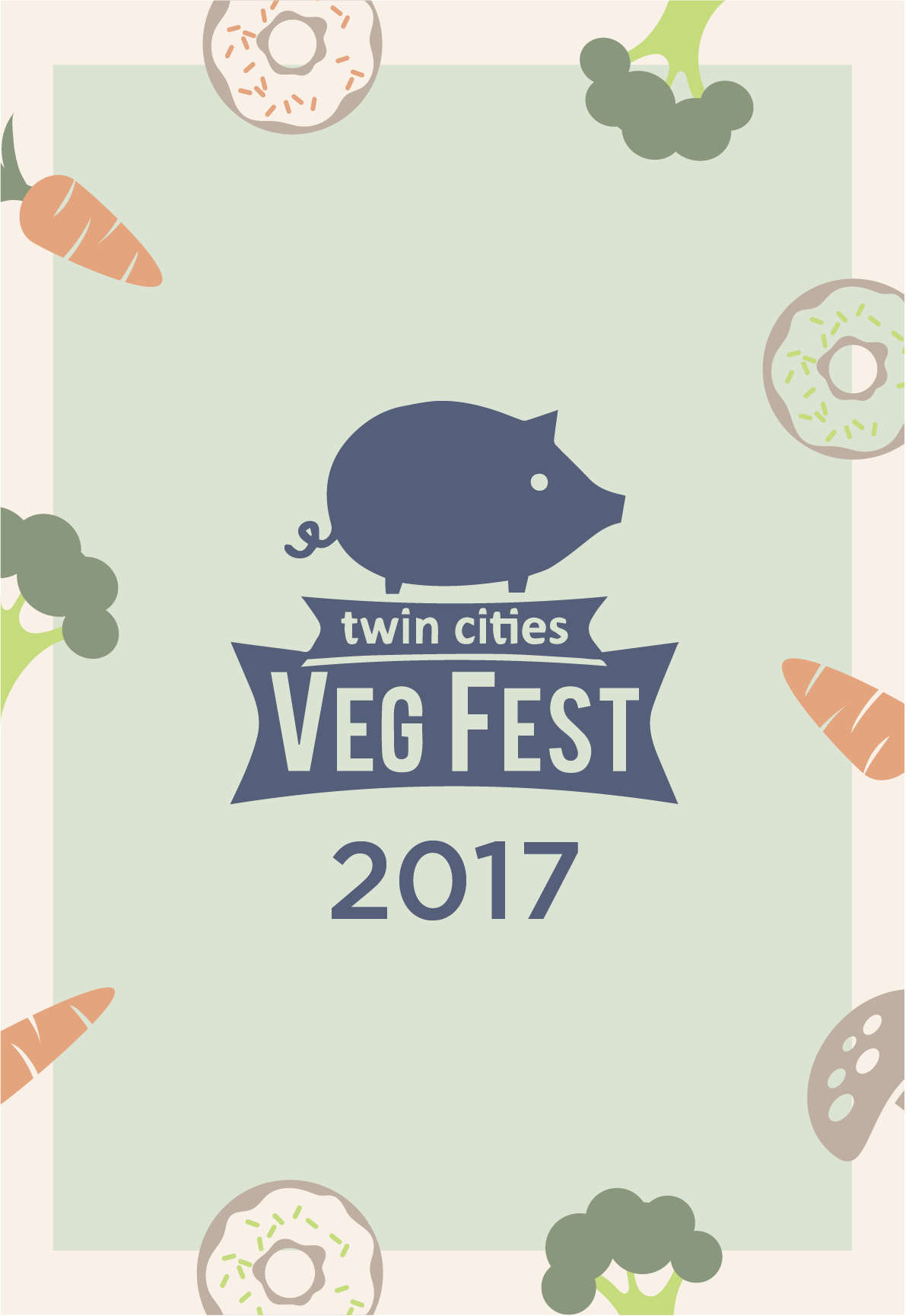 For Twin Cities Veg Fest . Front design page for a flyer to be distributed at the University of Minnesota campus.