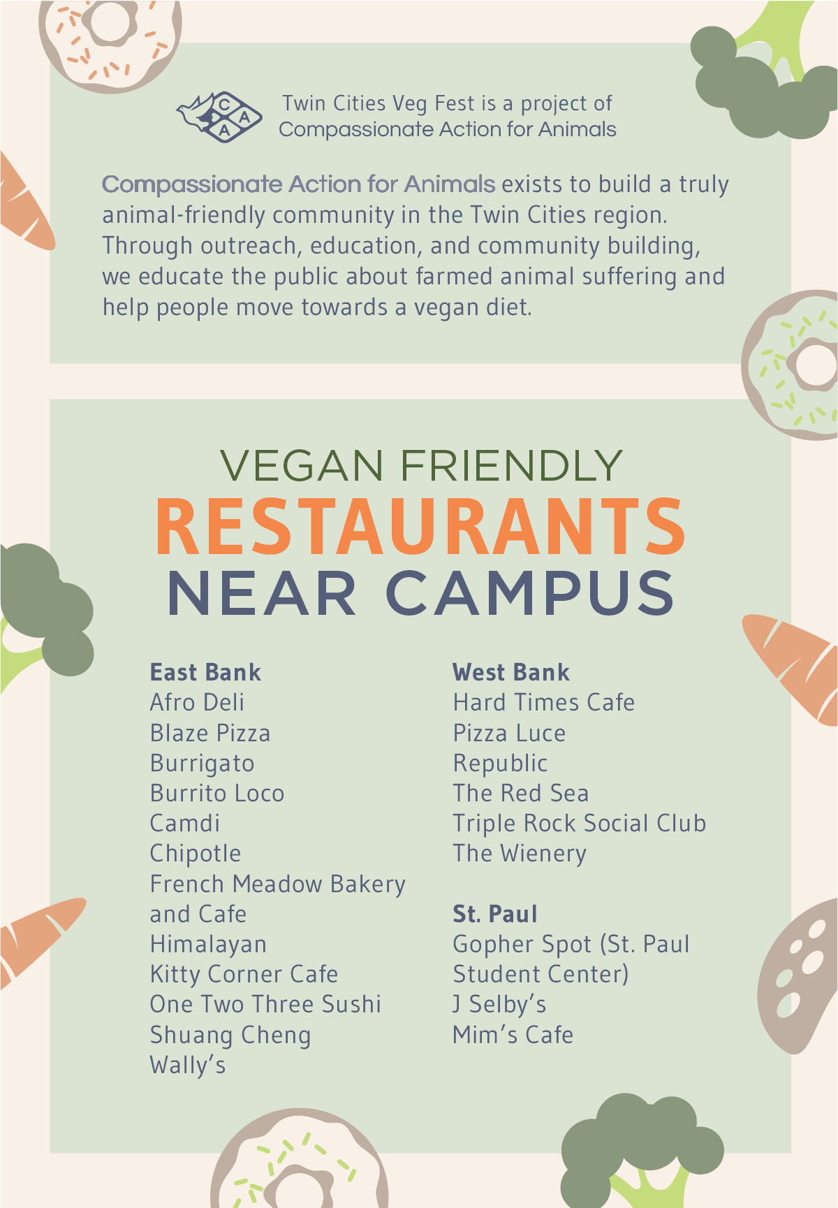 Back design page for a flyer to be distributed at the University of Minnesota campus.