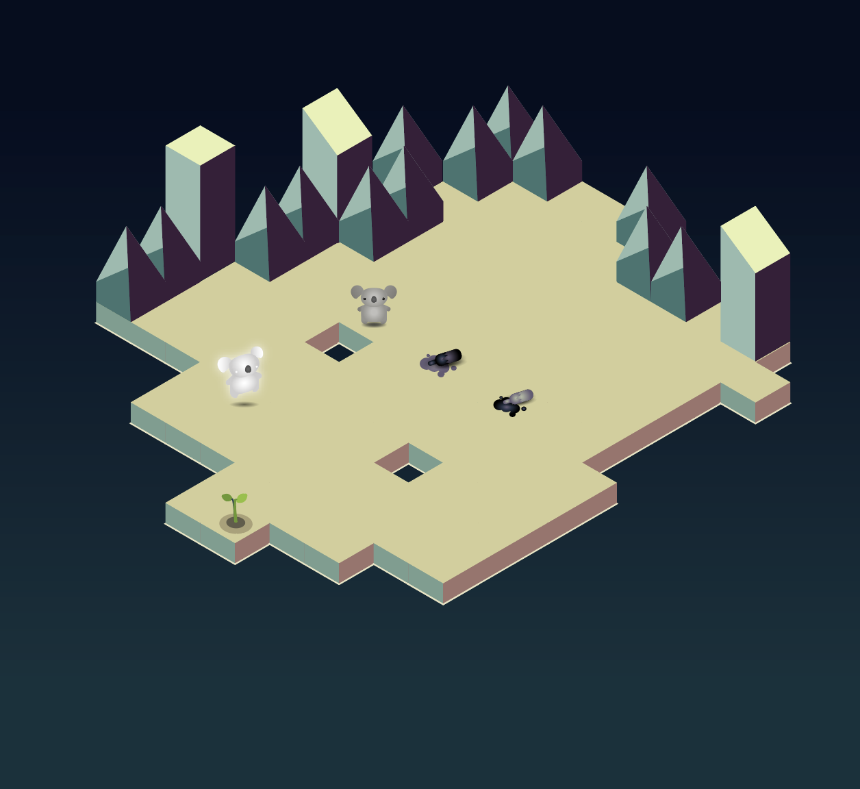 Initial concept for the nighttime scene.