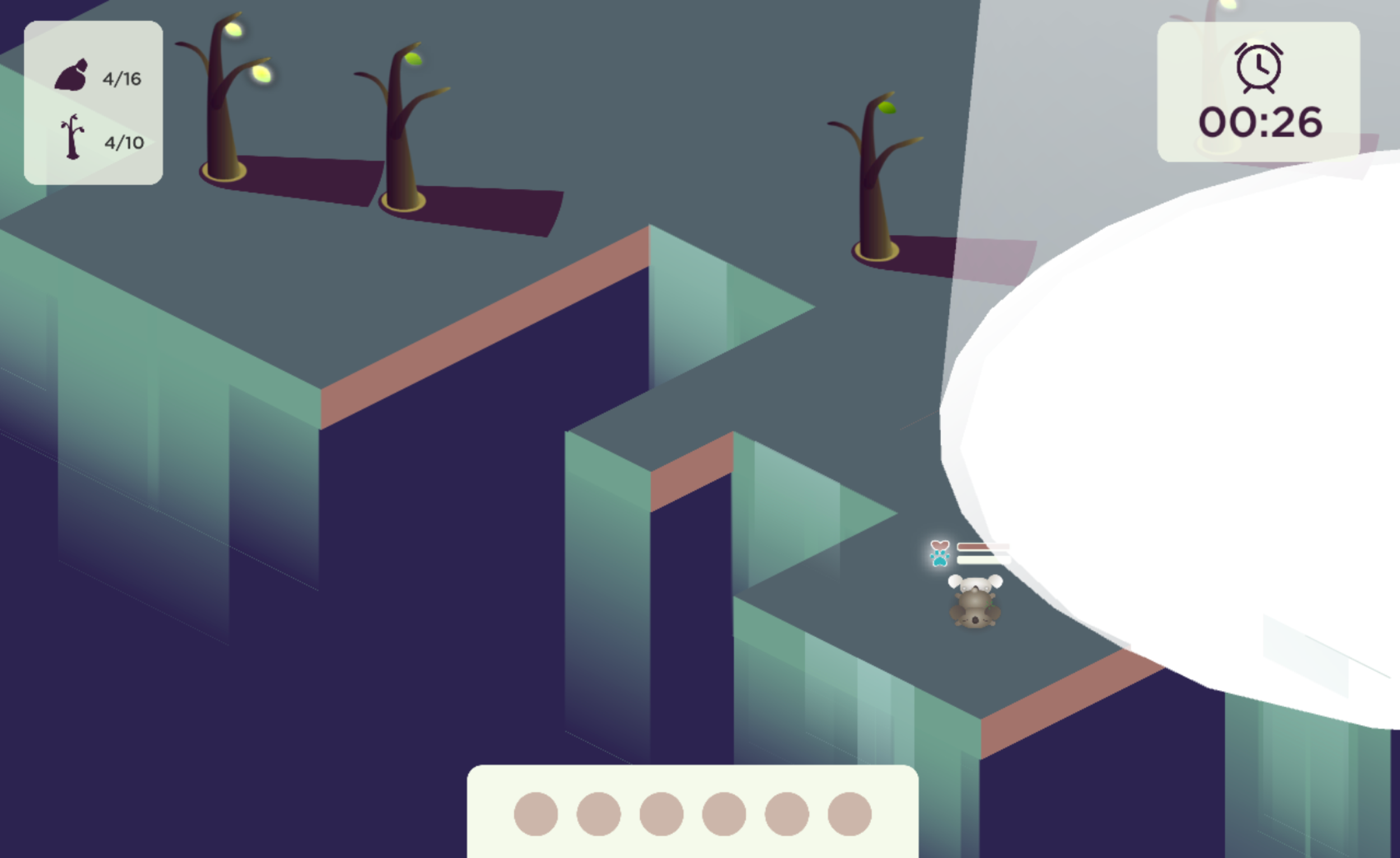 The game at night; the player controls the ghost koala, which has to avoid the evil sun ray until time runs out and it becomes daytime again.