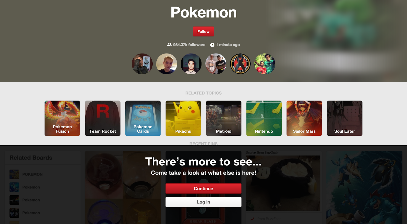 Old Pinterest signup upsell