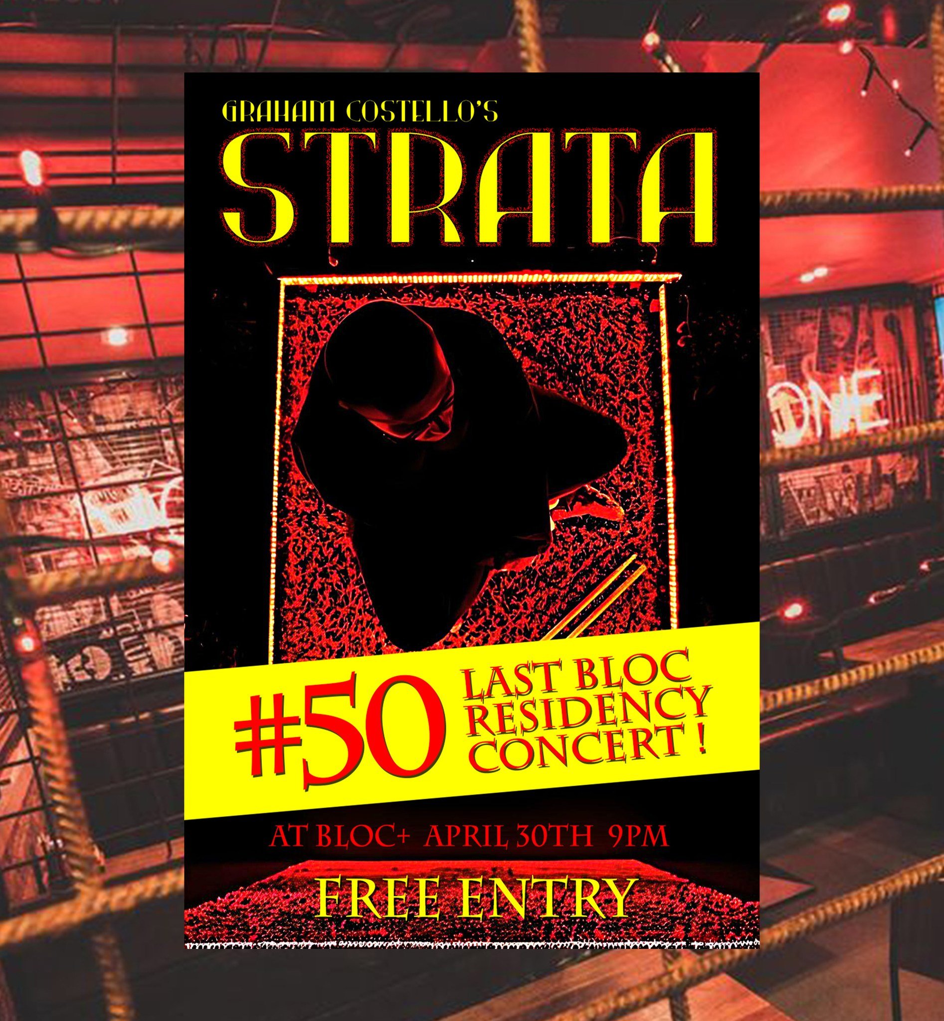 🔥 STRATA #50 IS ALMOST HERE 🔥

After 7 brilliant years, STRATA (led by @grahamcostellomusic) will celebrate their 50th and final residency at Bloc+ on Tuesday the 30th of April at 9pm 🎺🥁

Come down and experience some of the finest names in Glasg