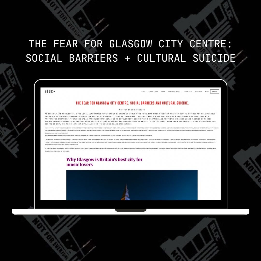 GLASGOW CITY CENTRE: SOCIAL BARRIERS AND CULTURAL SUICIDE - blog link in our bio!

&lsquo;As speedily and recklessly as the local authorities have thrown barriers up around the huge, man-made gouges in the city centre, so they are relentlessly throwi