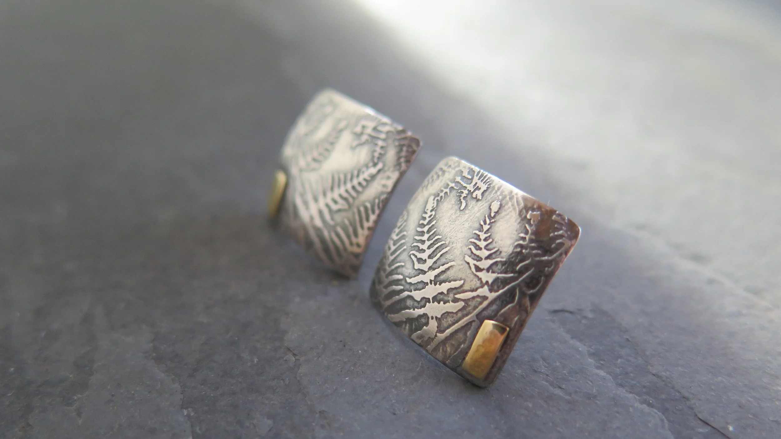 Gold Fern square Studs