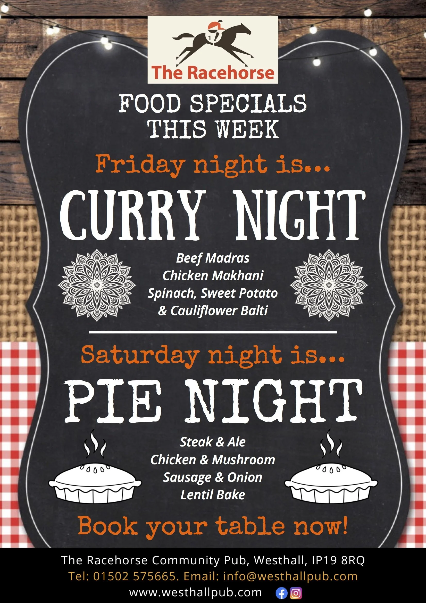 Food Specials: Fri 12 & Sat 13 September 2025