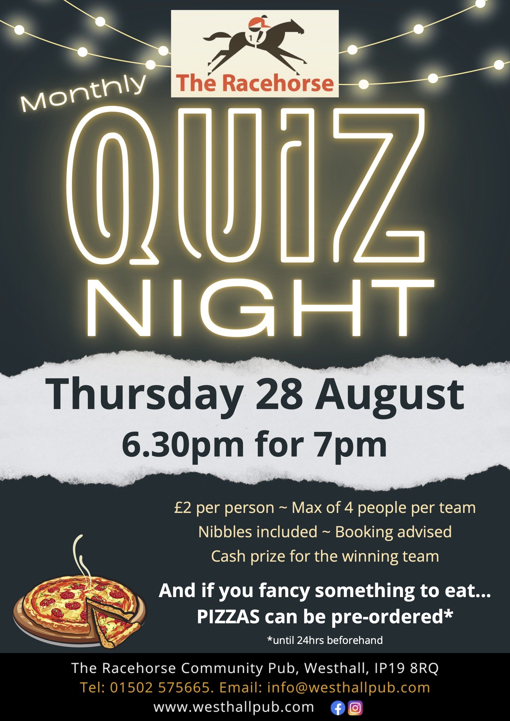 Monthly Quiz Night: Thursday 28 August 2025