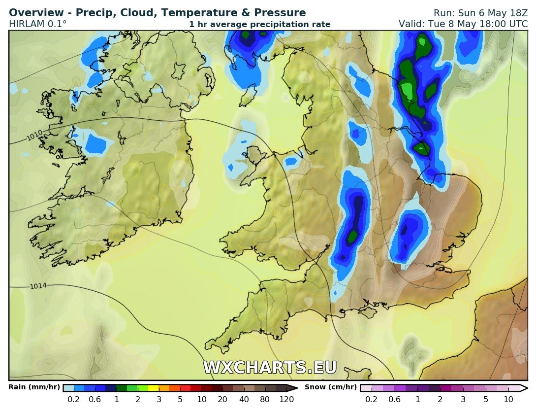 Rainfall at 6pm Tuesday
