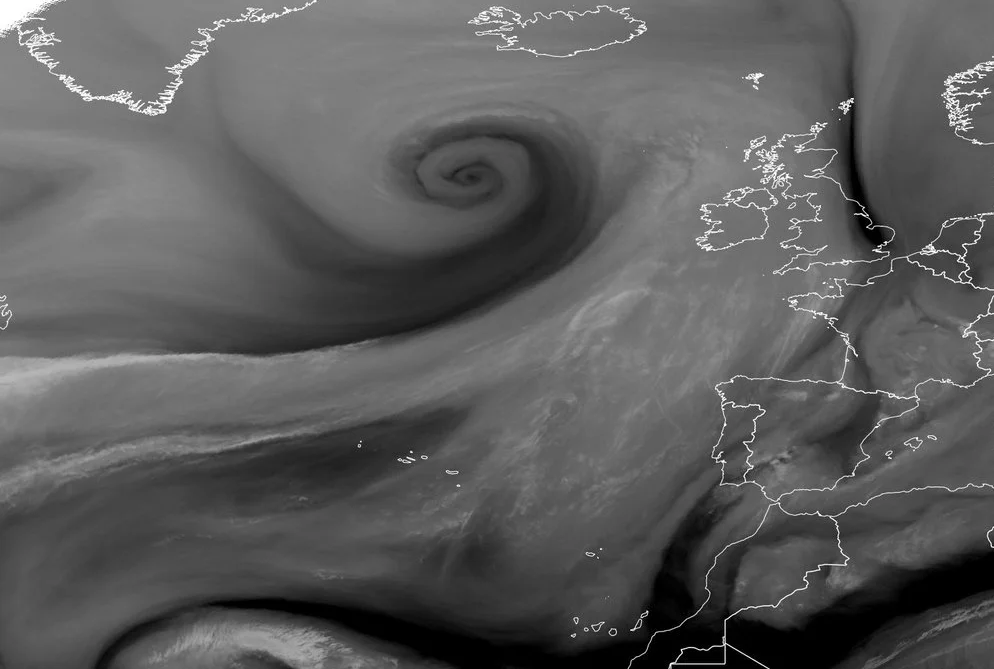 Impressive view of a vortex of the coast of Ireland this morning which has formed on the area of low pressure