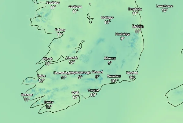 Latest temperatures across Ireland from 3pm today (Wednesday)