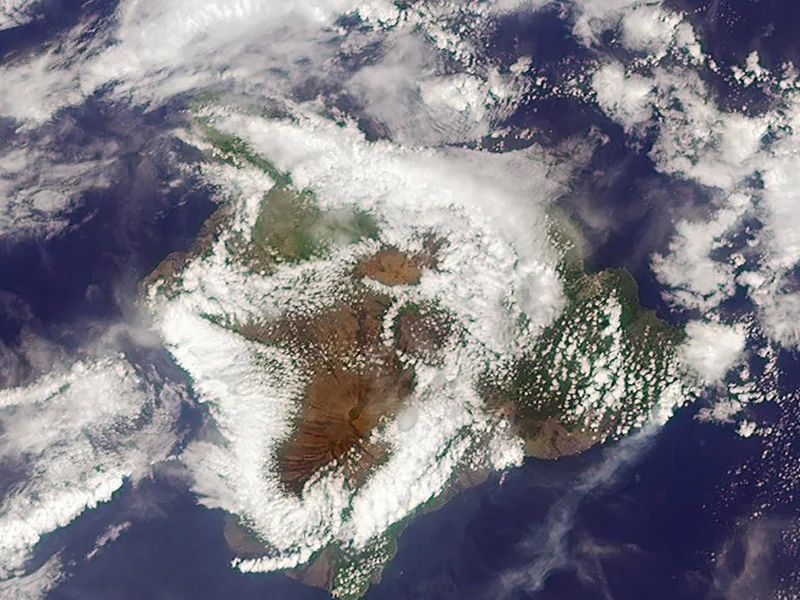 ASH FROM KILAUEA VOLCANO ERUPTION HAWAII SEEN BY THE NASA TERRA SATELLITE