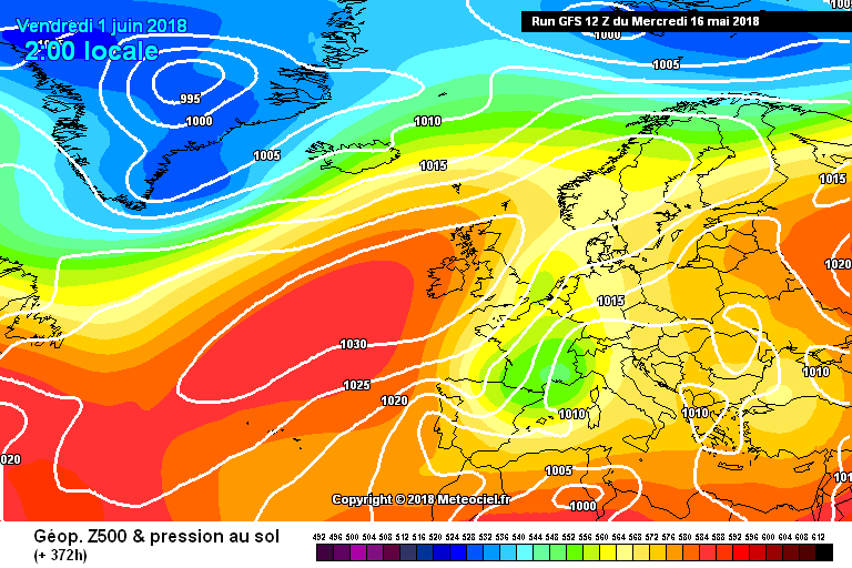 Latest GFS showing high pressure for the end of the month into june with warmer air from the Azores.