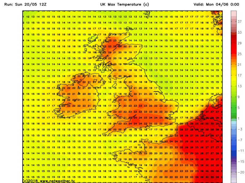 TEMPERATURES LOOK SET TO GET INTO THE LOW 20S OVER THE WEEK AND EVEN HIGHER GOING INTO JUNE