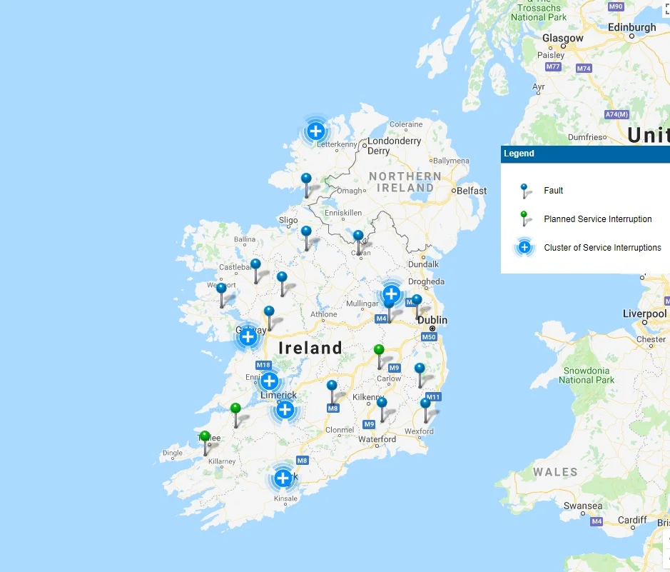 Latest power cut around Ireland