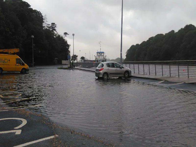 FLOODING IN THE HARBOUR CARPARK DONEGAL TOWN THIS MORNING DUE TO HIGH TIDES AND STORM HECTOR