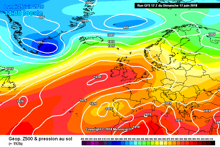 GFS model showing high pressure building over Ireland
