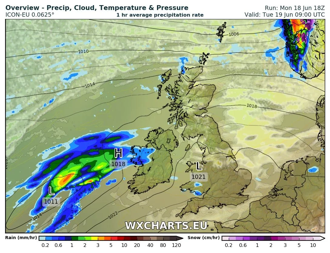 Rainfall at 9am Tuesday