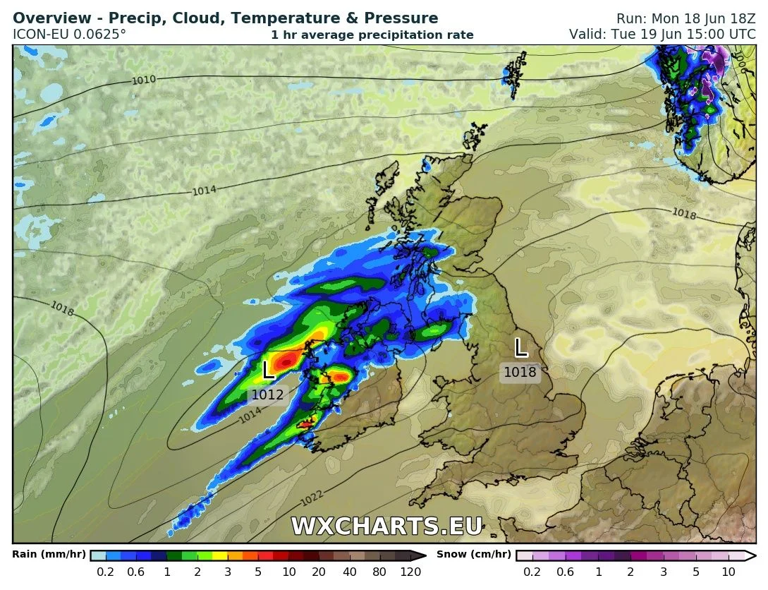 Rainfall at 3pm Tuesday