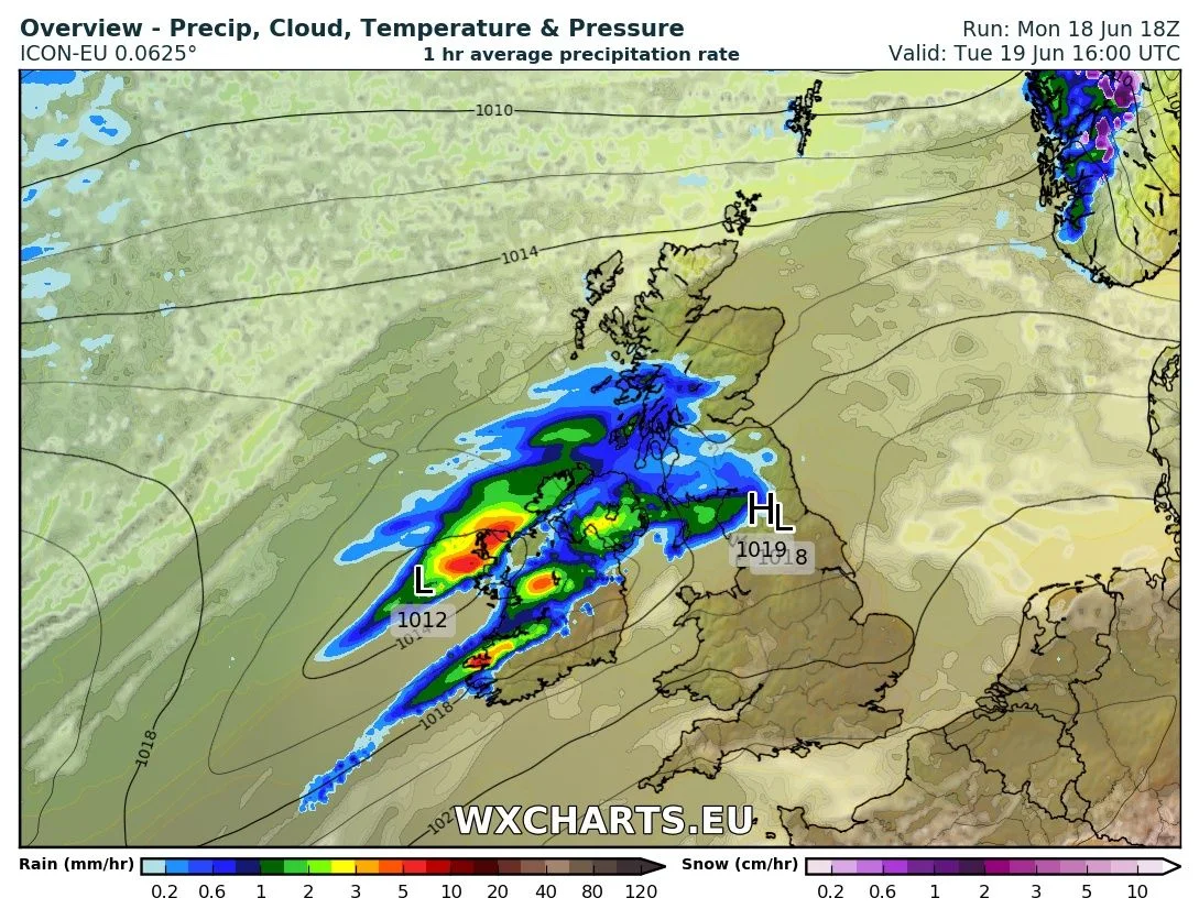 Rainfall at 4pm Tuesday