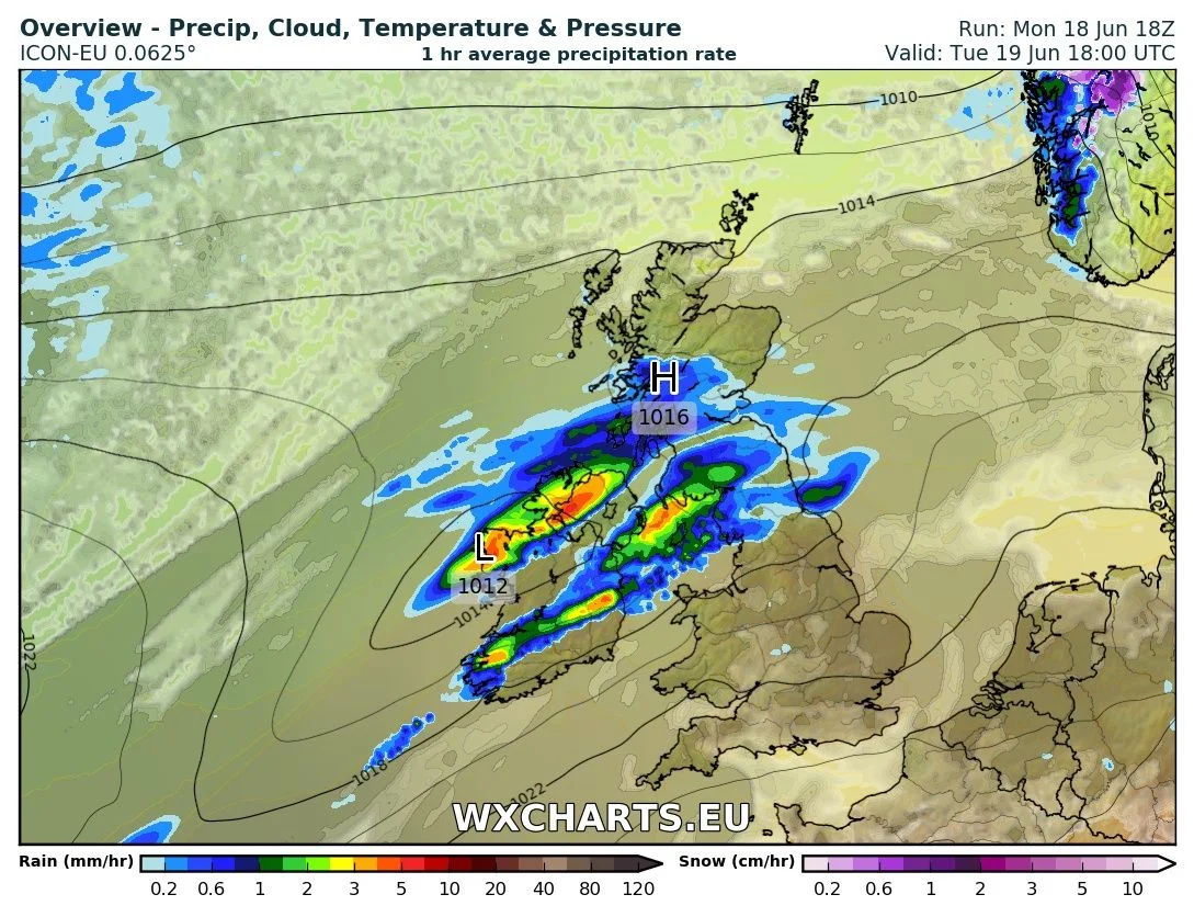 Rainfall at 6pm Tuesday