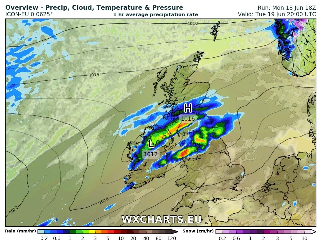 Rainfall at 8pm Tuesday