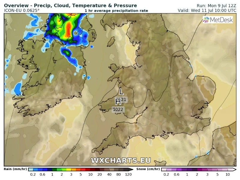 PARTS OF IRELAND TO SEE ITS FIRST SPELL OF RAIN IN OVER TWO WEEKS ON WEDNESDAY MORNING