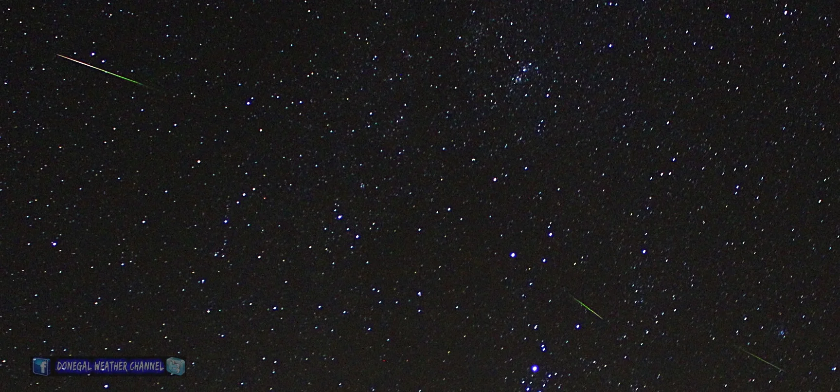 3 Perseid meteors in one shot Photo Donegal Weather Channel.&nbsp;Location Donegal Ireland
